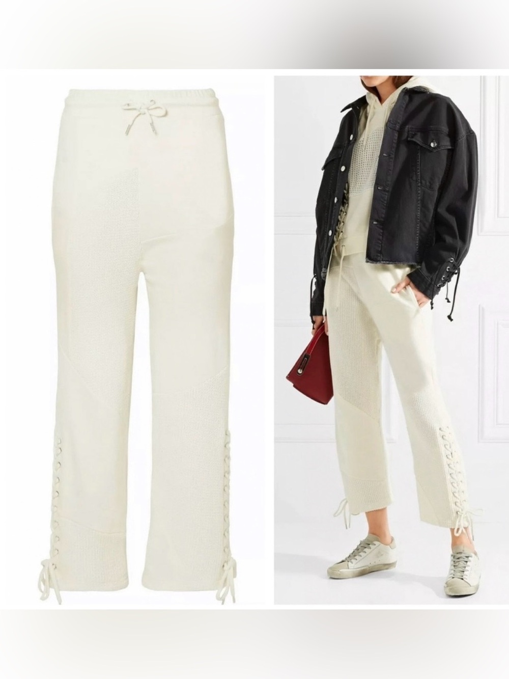 McQ by Alexander McQueen Lace Up Paneled White Pants NWOT